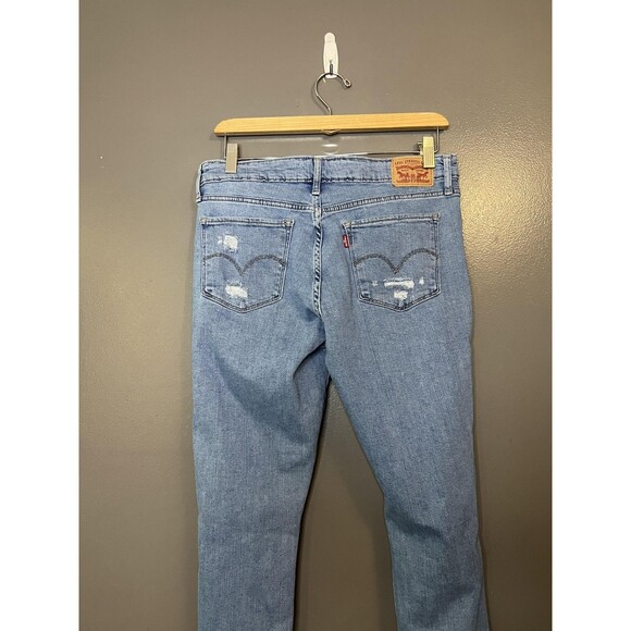 Levis 711 Skinny Jeans Womens 31 Light Wash Distressed Ripped Stretch Denim - Picture 5 of 10